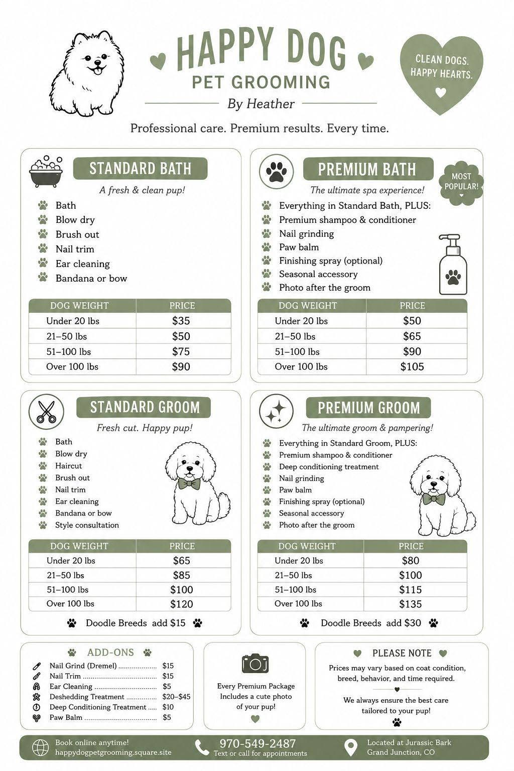 Happy Dog Pet Grooming in Inside Jurassic Bark, Grand Junction, CO