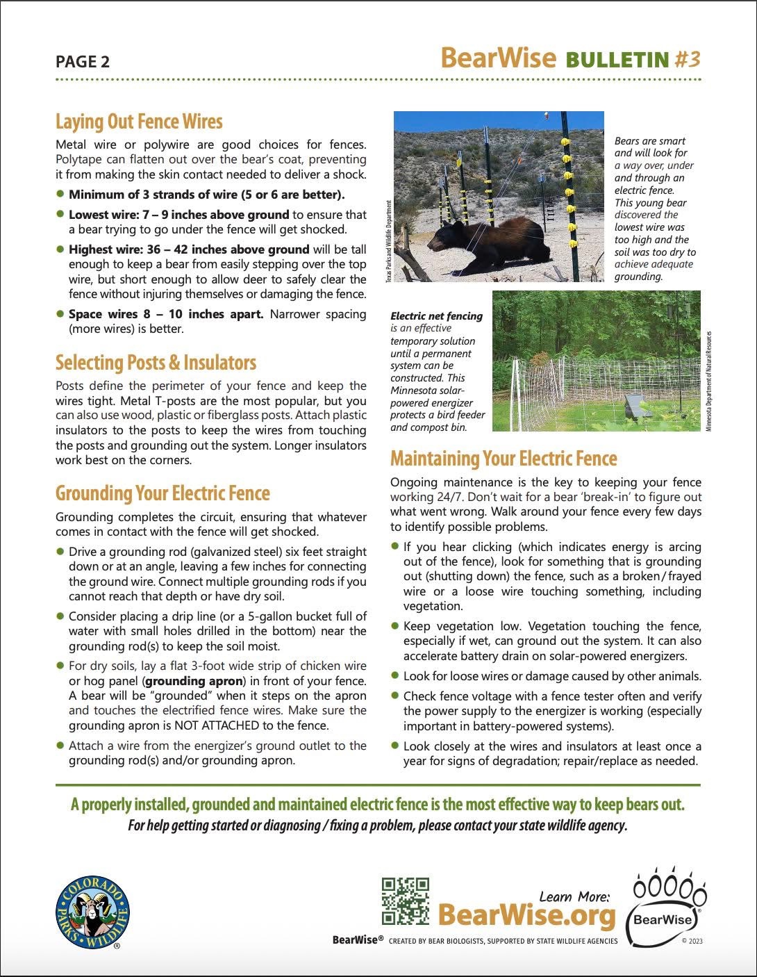 BearWise Bulletin #3 — Electric Fences Keep Bears Out page 2