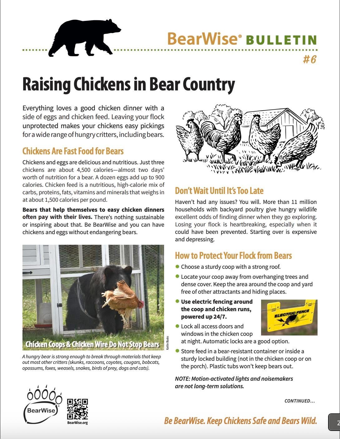 BearWise Bulletin #6 — Raising Chickens in Bear Country page 1