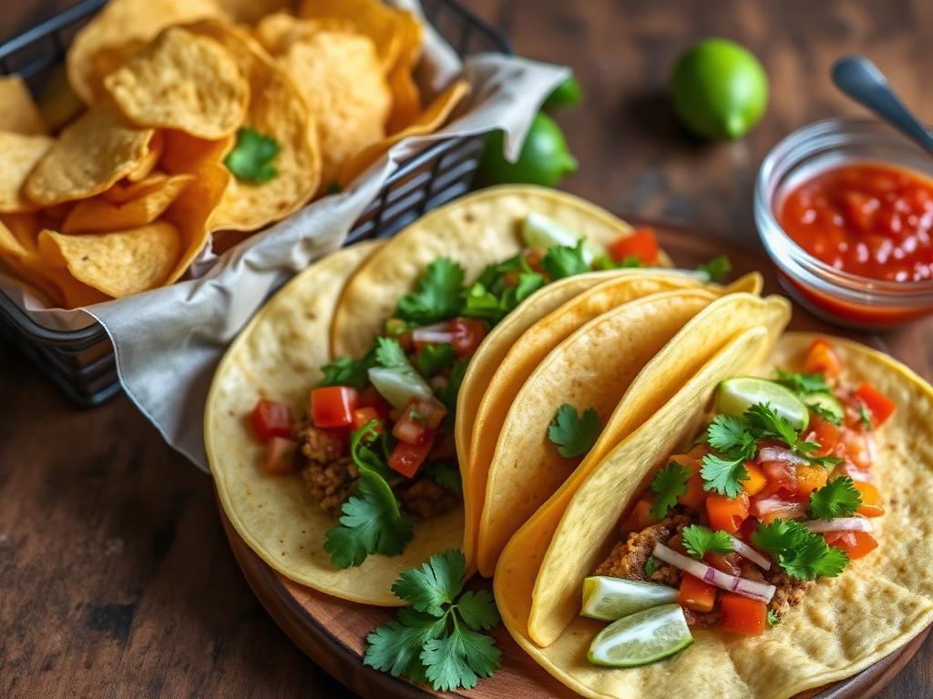 Tacopocalypse — Fresh corn tortilla tacos with salsa and tortilla chips