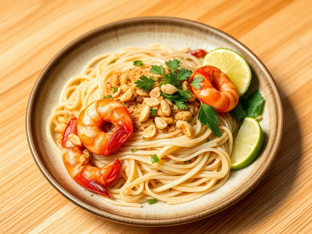 Sang Garden — Thai rice noodle dish with prawns, peanuts and lime
